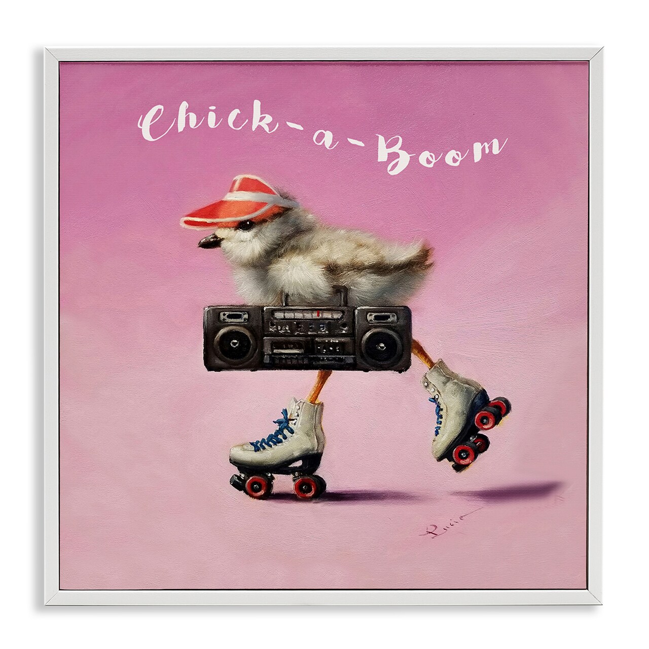 Stupell Industries Chick-A-Boom Boombox Bird Framed Giclee Wall Art Design by Lucia Heffernan